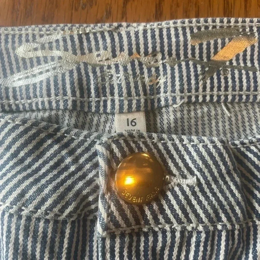NWT‎ Seven 7 Stripe Denim Bermuda Shorts Blue 16 0283